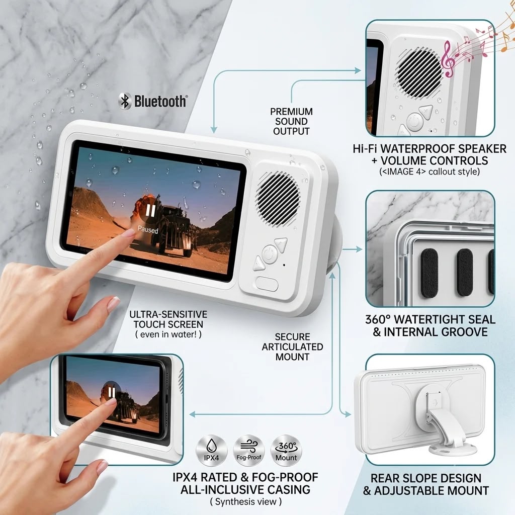 DadMode-Bathroom Waterproof Phone Case With Bluetooth Speaker