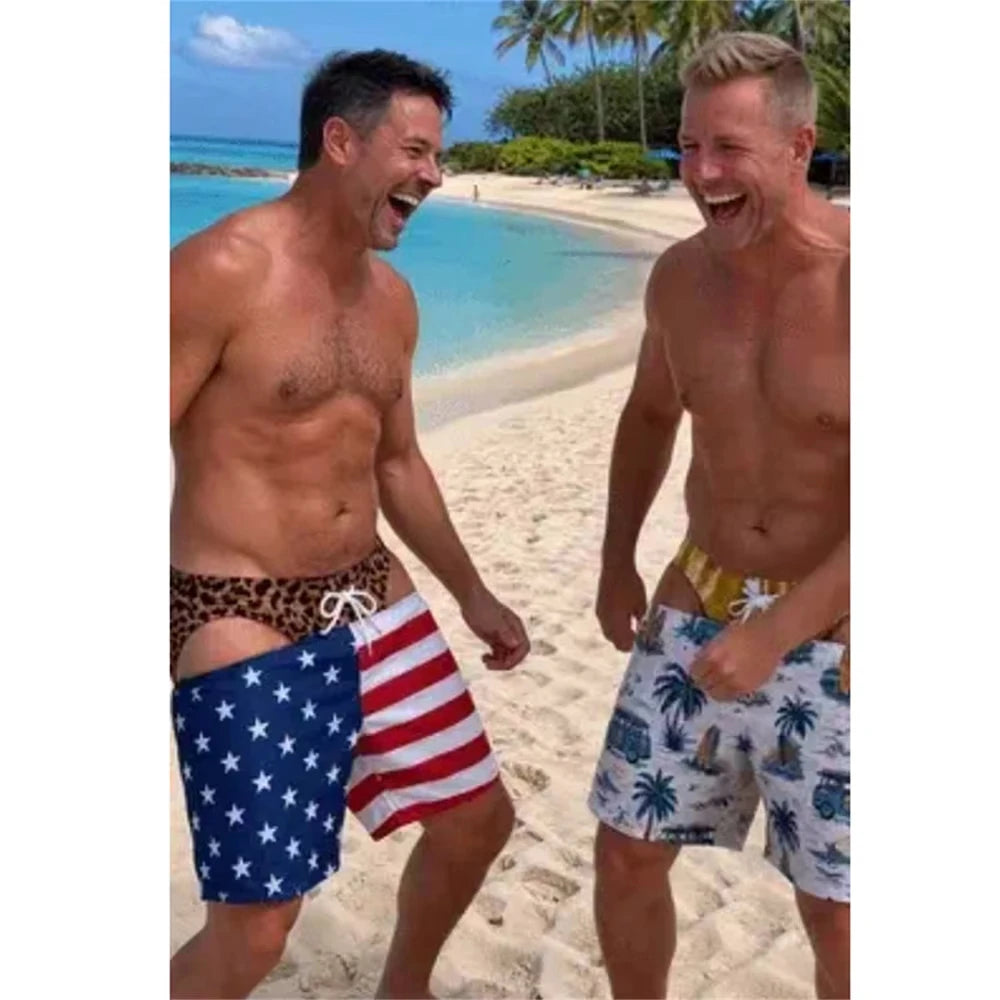 DadMode Men Flag Swim Shorts